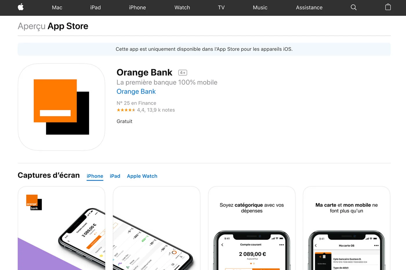 Orange bank ios